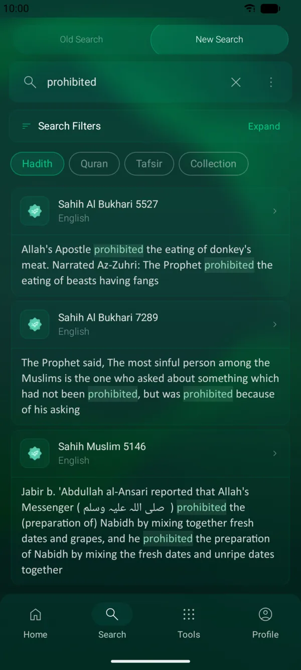 Powerful search — Find any narration or ayah by meaning or reference, instantly.